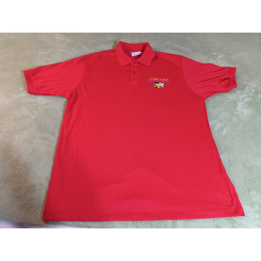 Vintage Cub Cadet Polo Shirt Men XL Red Outdoor Power Equipment Mower Made USA